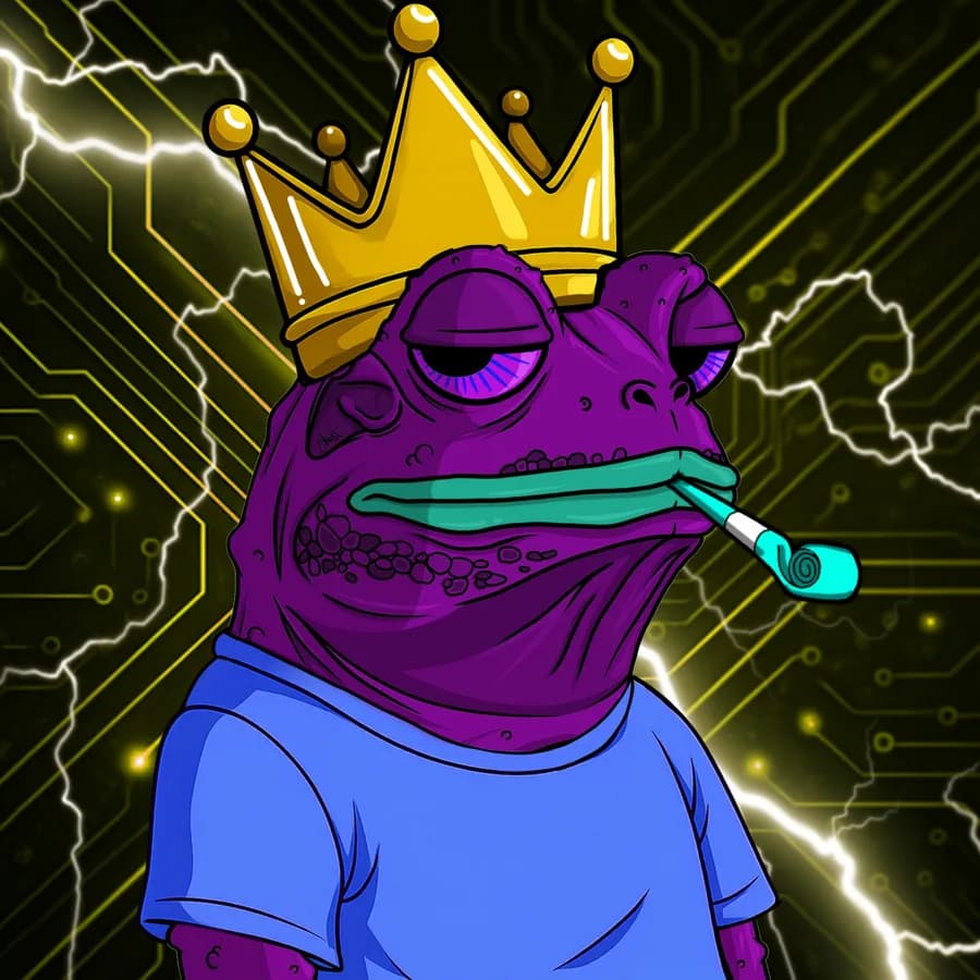 Purple Frogz on Ape character wearing a crown